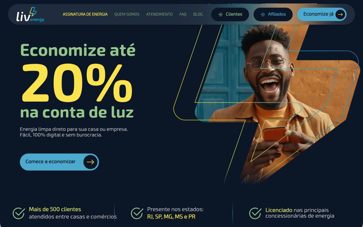 Captura de tela do projeto Liv Energy